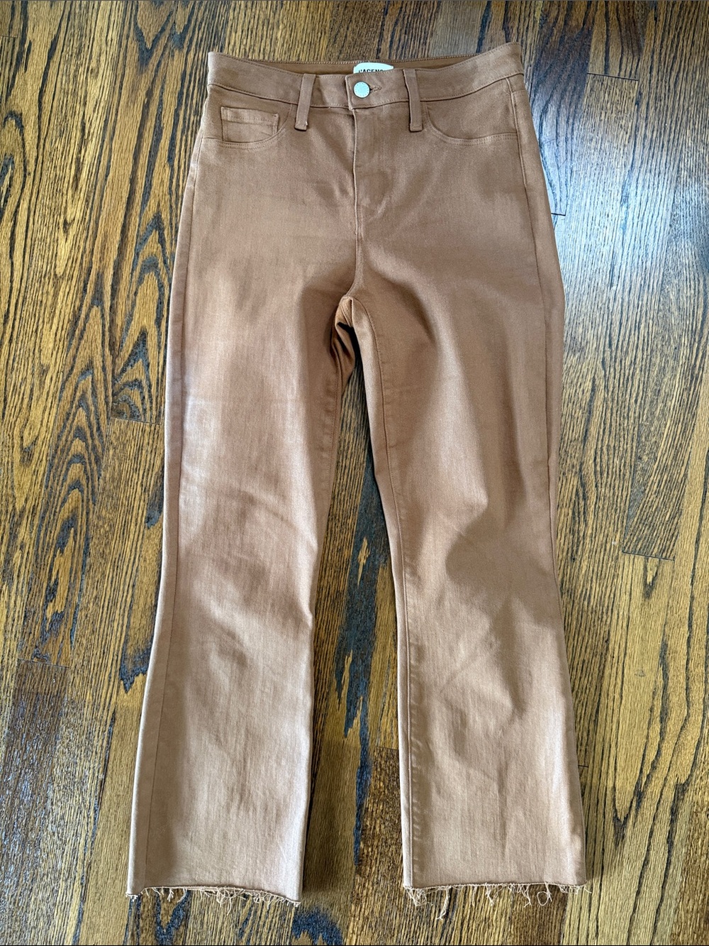 B43 L'AGENCE Women’s 27 Straight-Leg Coated Jeans in Caramel Brown